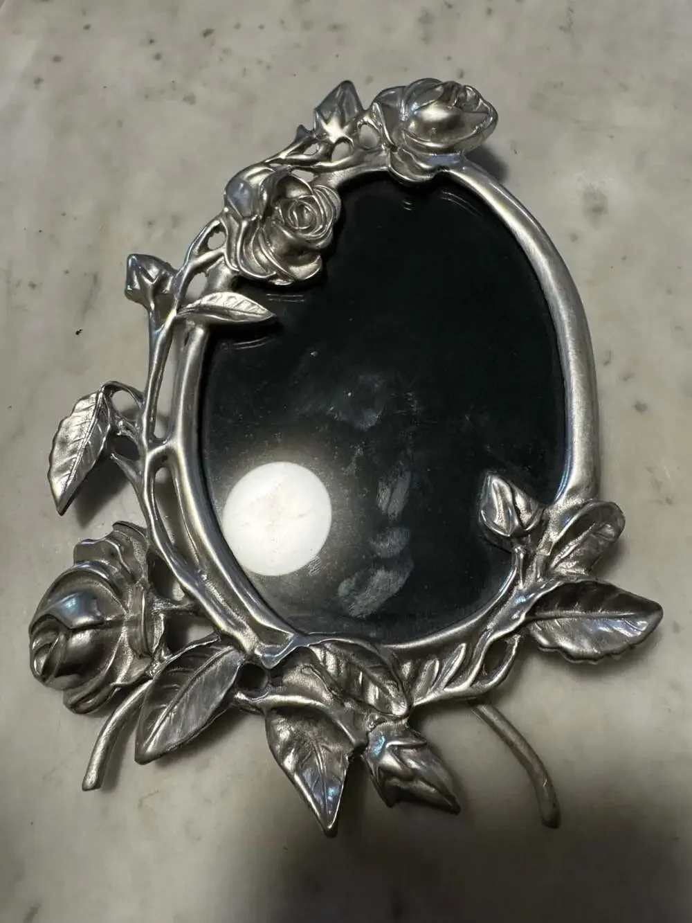 Elias Art Nouveau Fine Pewter Rose Floral Oval Picture Frame Silver